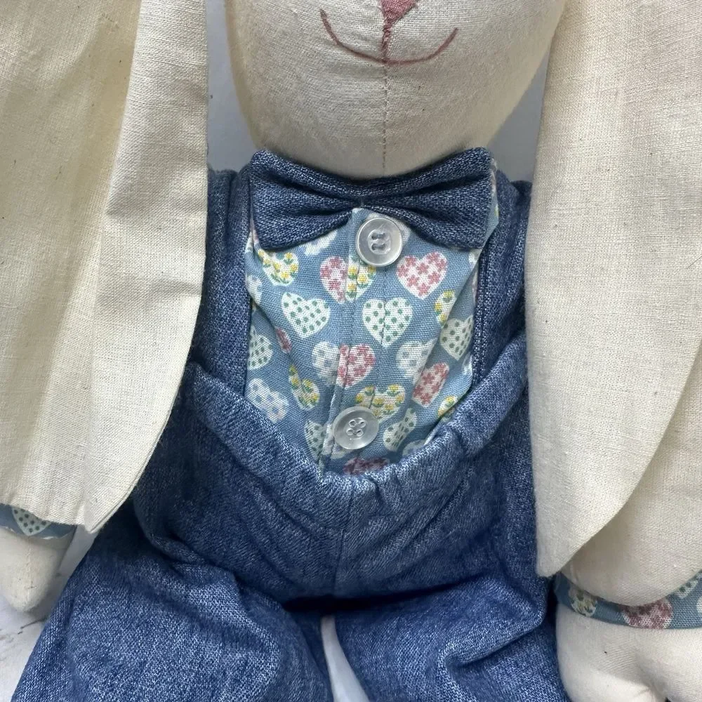 VTG Handmade Country Bunny Rabbits Plush Set Coquette Country‎ Chic Primitive